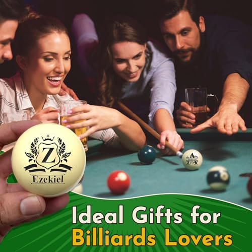 Personalized Billiards Cue Ball with Pouch, Engrave Text or Logo, Custom Monogram 57mm Cue Ball, Birthday Gifts for Dad, Husband, Billiards Player, Wedding