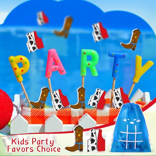 Sotiff 24 Sets Western Cowboy Tic Tac Toe Party Favor Games with Drawstring Bags for Boys Girls Classroom Prizes Exchange Gifts - style: Western Cowboy