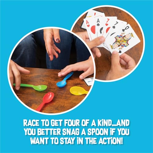 PlayMonster Spoons in a Case, Card Games for Kids - Spoons Game, Fun Family Games for Kids and Adults, Game Night, Travel Games, 3-6 Players, Ages 7+ - size: Small