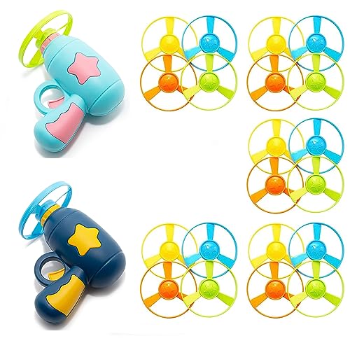 22PCS Cat Fetch Toys, Interactive Flying Cat Toy with Flying Propellers, Cat Kitten Tracks Toy for Training Hunting Chasing - color: Dark Blue +Blue+ 20 Propellers