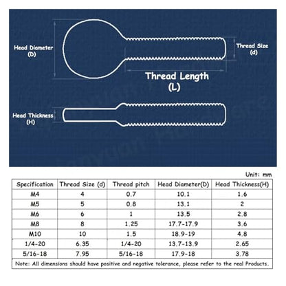 304 Stainless Steel Hand-Tighten Table Tennis Racket Thumb Screws M4-M10 1/4-20 5/16-18 UNC for Sports Equipment(5/16-18x25mm(5Pcs)) - size: 5/16-18x25mm(5Pcs)