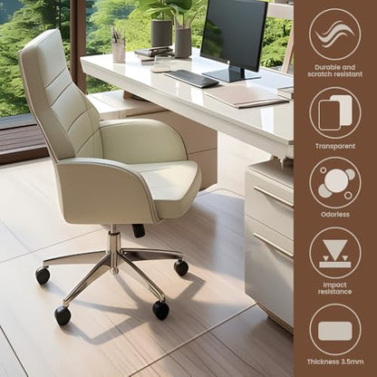 Office Chair Mat for Carpet, 48"x36", Transparent, 0.14" Thick, Heavy Duty, Flat Shipping, Protects Carpets & Hardwood Floors - size: 48“x36”×1/7“(1Pack)