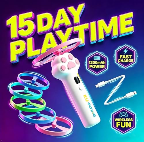 Cat Fetch Toy Automatic Disc Launcher 6 Discs USB-C White | Automatic launcher with 6 discs (3 Glow-in-Dark). 30m range. USB-C rechargeable 1200mAh battery. Interactive toy for cats.