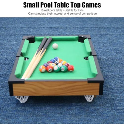 Mini Pool Table, Billiards Table for Kids, Tabletop Billiards Set with Sticks & Triangle Rack, for Kids and Family Fun