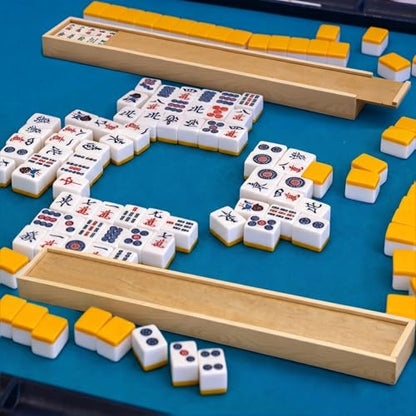 Novabright 2 Pcs Wooden American Mahjong Tile Case Only Pull out Mahjong Tile Storage Box 19.7 x 3.3 x 1.8 Inch for 168 Standard Tiles 1.2'' Empty Protective Mah Jong Gift for Mahjongg Game Enthusiast