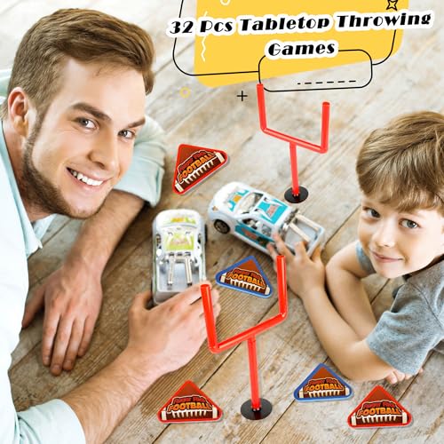 32 Pcs Finger Flick Football Games Mini Table Top Sports Games with Posts and Foam Triangle Football for Indoor Sports Party Favors Birthday Gifts Desk Game