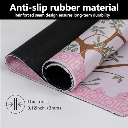 Mahjong Mat for Table, 31.5''x31.5'' Non-Slip & Noise Reduction Mahjong Mat with Rules,Mah Jongg Gift with Carrying Bag for Poker,Board Games,Dominoes,Cards & Tile Games (Light Pink) - color: Light Pink