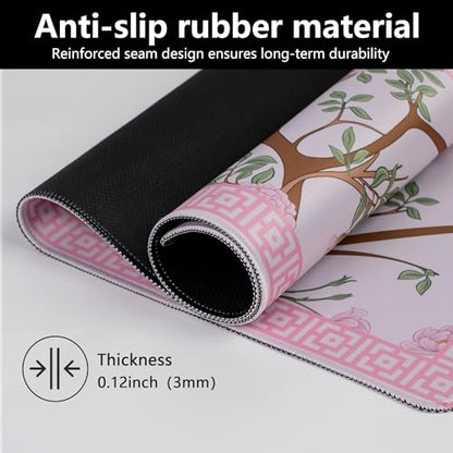 Mahjong Mat for Table, 31.5''x31.5'' Non-Slip & Noise Reduction Mahjong Mat with Rules,Mah Jongg Gift with Carrying Bag for Poker,Board Games,Dominoes,Cards & Tile Games (Light Pink) - color: Light Pink