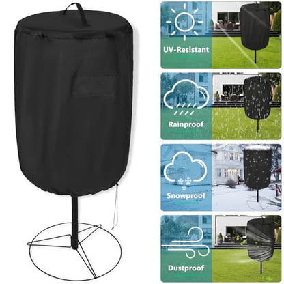 Disc Golf Basket Cover, Double Stitched Seam, Tear and UV resistant-420D Heavy Duty Fabric, Water-resistant, Sun Protection, Flying Disc Golf Basket Accessories, 27.6" D x 35.43'' H，Black