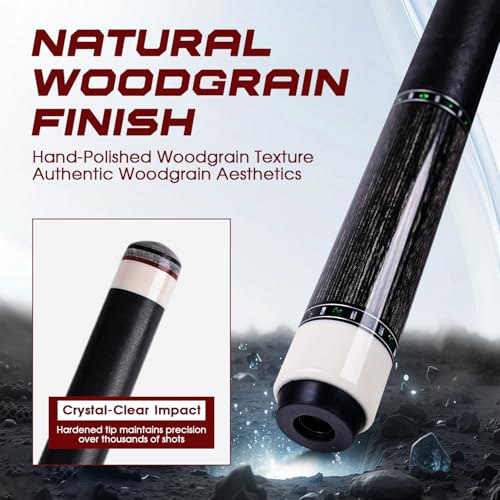 HMQQ Carbon Fiber Pool Cue Stick 58” 2-Piece, Low Deflection Billiard Cue, 11.5mm Pro Shaft, Adjustable Weight, Professional Pool Stick with Case, 19oz, 3/8x10 Joint, for Men Women Players - color: Black