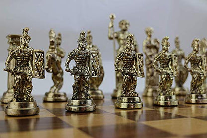 (Without Board) Historical Handmade Rome Figures Metal Chess Pieces Big Size King 4 inc (Only Pieces)