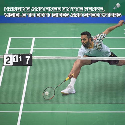 Soulchen Portable Tennis Score Keeper, Double Sided Flip Scoreboard for Badminton, Volleyball and Table Tennis, Hanging Net Scoreboard with Storage Bag, 0-3 Sets & 0-30 Points