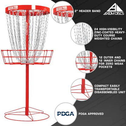 Axiom Discs Pro 24-Chain Disc Golf Basket - color: Red