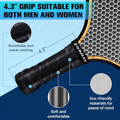 Beginner Carbon Fiber Pickleball Paddles Set of 2 Pack, 16mm Control, USAPA Approved Lightweight Pickle Ball Rackets, Indoor Outdoor Racket Friendly Gift for Beginners, Men, Women, Couple