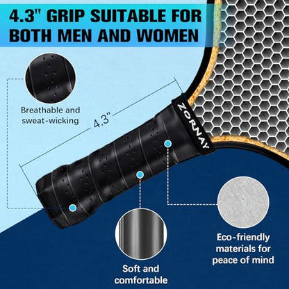 Beginner Carbon Fiber Pickleball Paddles Set of 2 Pack, 16mm Control, USAPA Approved Lightweight Pickle Ball Rackets, Indoor Outdoor Racket Friendly Gift for Beginners, Men, Women, Couple