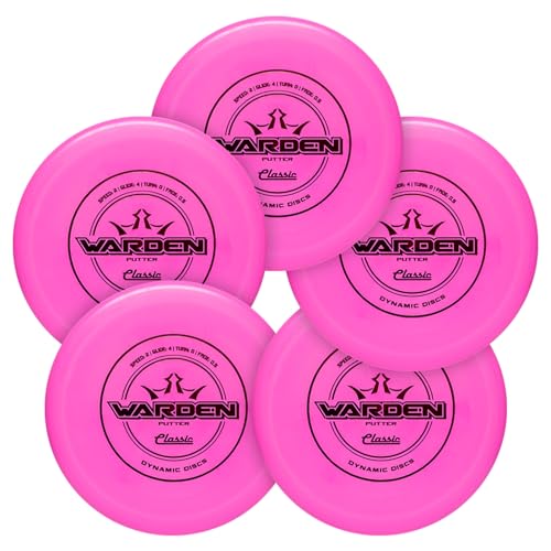 Dynamic Discs Warden Disc Golf Putter 5-Pack | Straight Flying Beadless Putt & Approach Set | Grippy Classic Plastic Feel | Smooth Release & Consistent Control | 170g+ (Colors May Vary) - size: 5-Pack (Classic)