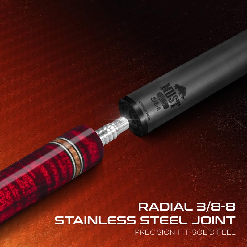 RHINO Must Carbon Fiber Pool Cue, Super Low Deflection Shaft 30”, 3/8-8 Joint, Nishiki Japan Tip 11.8mm/12.5mm, Professional Billiards Cue - size: 12.5 mm