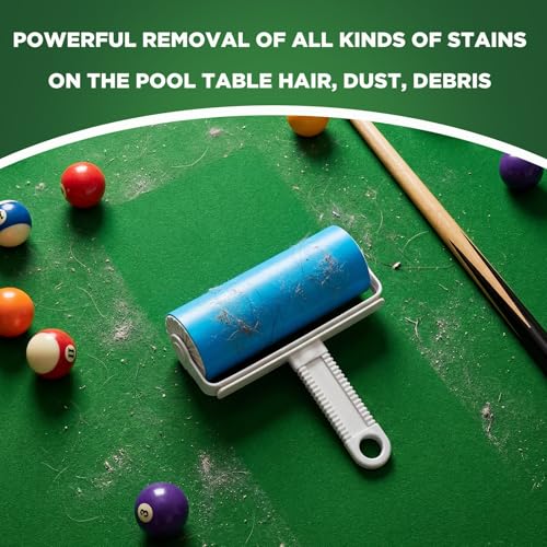 2 Pcs Billiards Table Dust Remover, Large 6.3 x 6.3 x 3.1 Inch Washable Roller Cleaner, Reusable Pool Table Cleaner Sticky Lint Roller for Pool, Billiards, Gaming Accessories, Felt Safe