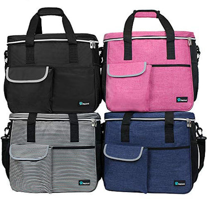PetAmi Dog Travel Bag Organizer, Pet Travel Kit with 2 Food Containers & 2 Collapsible Dog Bowls, Pet Supplies Tote with Luggage Sleeve, Weekend Road Trip Camping Essentials, Pink, Large - color: Pink, size: Large - 15.5"L x 9.5"W x 14.0"H