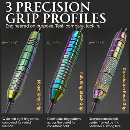 IgnatGames Soft Tip Darts Set for Electronic Dartboards, 9 Pack 18g Stainless Steel, Multi-Zone Grip, 70 Spare Tips, Magnetic Case & Companion App - color: 16g Vegas Lights