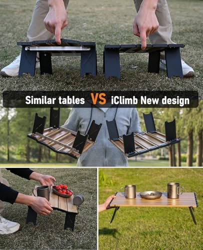 iClimb Ultralight Compact Mini Beach Picnic Folding Alu. Table with Carry Bag, Two Size (Nature - L) - color: Nature, size: Large