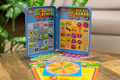 TS Shure by Bendon Big Rig Trucks Bingo Games Mini Magnetic Activity Tin with Spinner and Foam Magnet Sheet 50523 - style: Big Rig Trucks Bingo Tin