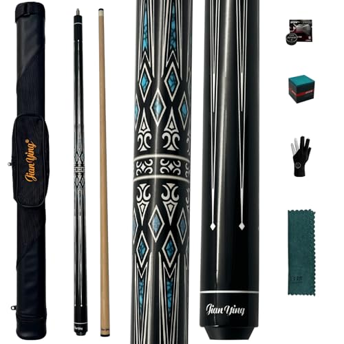 Professional Pool Cue 58" 10.5/12.5mm Tip Maple Shaft 1/2 Joint Ergonomic Grip Billiard Stick for Adults - color: PC27-12.5-SET