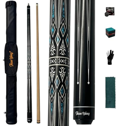 Professional Pool Cue 58" 10.5/12.5mm Tip Maple Shaft 1/2 Joint Ergonomic Grip Billiard Stick for Adults - color: PC27-12.5-SET