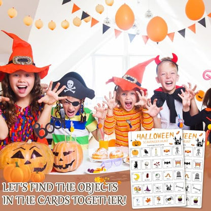 Hoolerry 30 Pcs Scavenger Hunt for Kids Road Trip Game Car Spring Summer Wedding Scavenger Hunt Cards Travel Activities Camping Games Outdoor Indoor Seek Activity for Kids Adults (Halloween) - style: Halloween