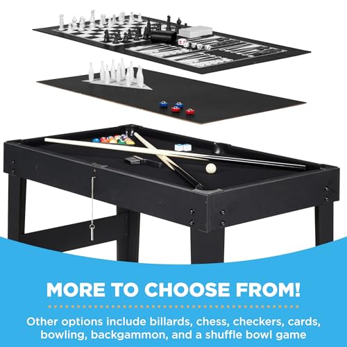 Best Choice Products 2x4ft Combo Game Table Set for Home, Game Room, Friends & Family w/Hockey, Foosball, Pool, Shuffleboard, Ping Pong, Chess, Checkers, Bowling, and Backgammon - color: Blue / Black Arcade