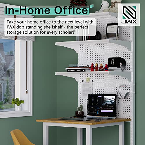 JWX DDB Standing Pegboard Shelf Unit, 30'' White Home Office shlef cabinets with Metal Pegboard and 15 Pieces Organizer Tool Holders - color: Frosted White