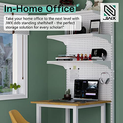 JWX DDB Standing Pegboard Shelf Unit, 30'' White Home Office shlef cabinets with Metal Pegboard and 15 Pieces Organizer Tool Holders - color: Frosted White