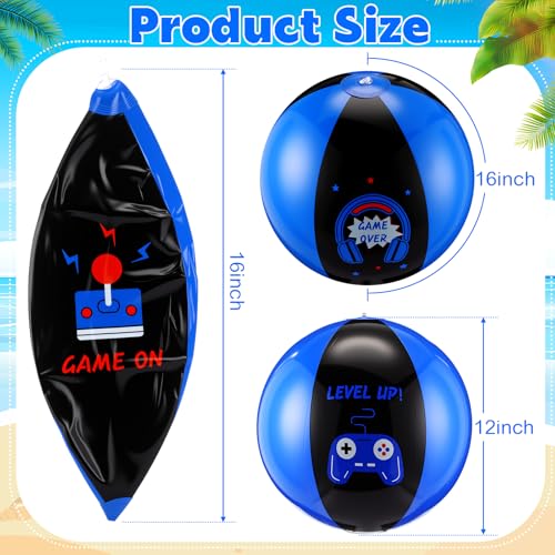 3 Pcs 12 Inch Inflatable Video Games Beach Balls for Kids Video Games Birthday Party Favor Decorations Pool Toy PVC Beach Ball - style: Video Game