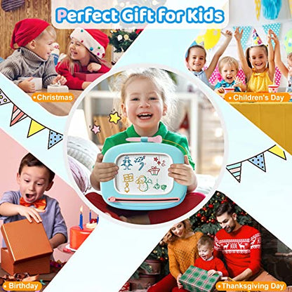Kikidex Toddlers Toys Age 1-3, Magnetic Drawing Board, Doodle Board Pad Learning and Educational Toys for 1 2 3 Year Old Baby Kids Birthday Gift (Mint Blue) - color: Mint Blue