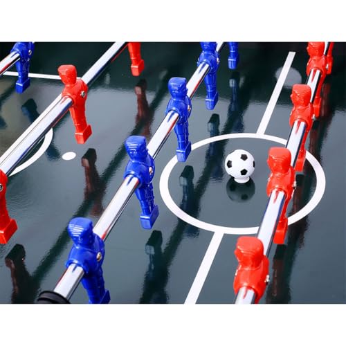 54 Inch Full Size Foosball Table for Adults, Regulation Soccer Game Table with Steel Rods, Non-Slip Handles, Cup Holder, 4 Balls Included, Indoor Foosball Table for Home Game Room Office