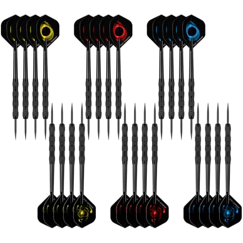 Accmor Metal Tip Darts, Steel Tip Darts, 14 Grams Professional Metal Darts, Darts Metal Tip Set, Metal Darts for Dartboard - color: Phantom Trace-Black, style: 24 pack