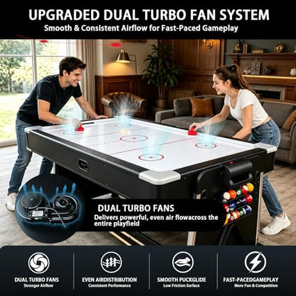 7FT Pool Table Dining Table Combo, 4-in-1 Multi-Game Table with Air Hockey & Ping Pong Tabletop, Convertible Billiard Table for Adults, Indoor/Outdoor Pool Table