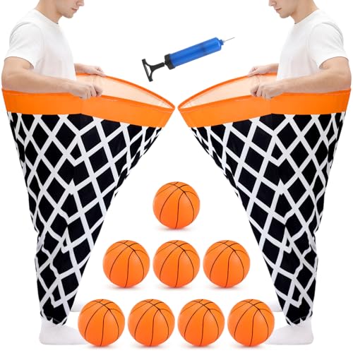 Leitee 11 Pcs Granny Pants Yard Game Games Set Oversized Pants with Bouncy Balls and Air Pump Outdoor Tossing for Basketball Party Supplies Sport Play Adults Fun Family Reunion Gatherings - style: Basketball