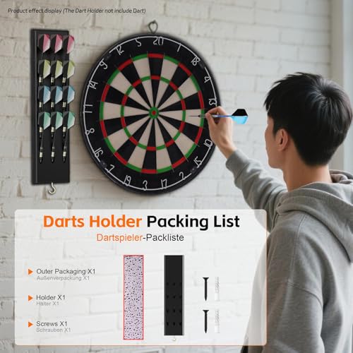 Dart Wall Holder | 12-Hole Party Entertainment Accessories - Darts Caddy Wall Mounted | for Players Competitors Home Game Room Bar Office Recreation Area Pubs Clubs Tournament