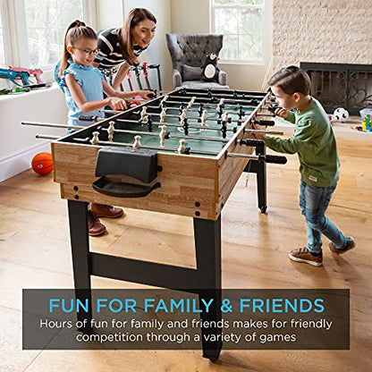 Best Choice Products 2x4ft Combo Game Table Set for Home, Game Room, Friends & Family w/Hockey, Foosball, Pool, Shuffleboard, Ping Pong, Chess, Checkers, Bowling, and Backgammon - color: Natural