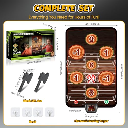 TERRAMUS Axe Throwing Target Game Set, Electronic Scoring Throwing Game Toys Gifts for Kids Age of 3-10+ Years Old Boys & Girls, Backyard Indoor & Outdoor Yard Carnival Sport Party Play Game