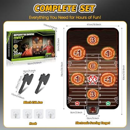 TERRAMUS Axe Throwing Target Game Set, Electronic Scoring Throwing Game Toys Gifts for Kids Age of 3-10+ Years Old Boys & Girls, Backyard Indoor & Outdoor Yard Carnival Sport Party Play Game