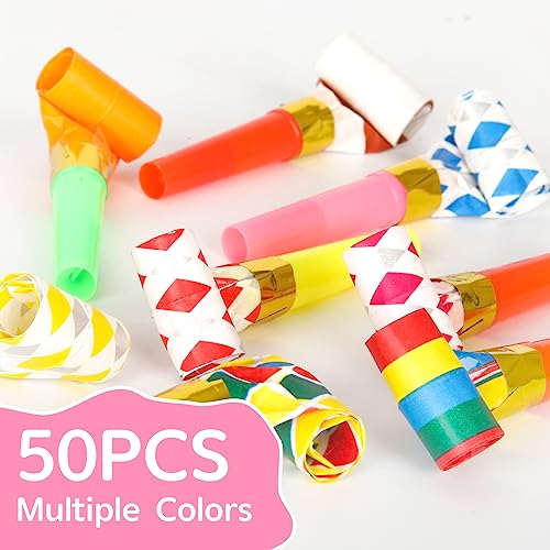 Chshhuao 50 Pcs Funny Blowouts Blow Horns Birthday Party Whistles New Years Party Favors