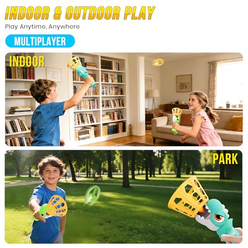 Outside Toys for Kids Ages 4-8 Electric Manual Capture Catching Game for Kids, Automatic Flying Disc Launcher Outdoor Indoor Toy, Chasing Toy for Boys Girls, Perfect Yard Beach Family Game