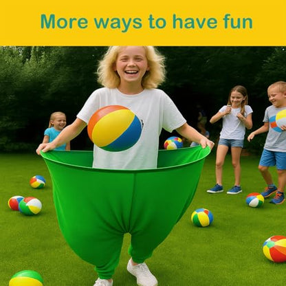 Granny Pants Yard Game – Giant Stretchy Pants Outdoor Relay Set with 10 Bouncy Balls & Pump, Hilarious Backyard Party Game for Adults, Field Day, Team Building & Family Reunions - color: Green-1