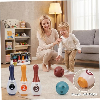 Bowling Pins, 6 Plastic Bowling Pins & 2 Balls, Kids Set - Indoor Interactive Toddler Game, Medium Size. - color: Medium
