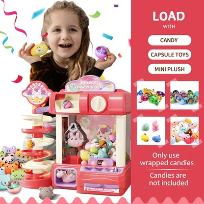 Claw Machine for Kids, Mini Vending Machine Toy for Girls, Arcade Game Toy for Ages 8-13, Electronic Claw Game with Lights & Sound, Perfect for Parties & Birthday Gifts for Ages 4+