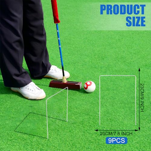 Deekin Set of 9 Croquet Wickets Replacement for Croquet Metal Hoops with Galvanized and Plastic Coating for Family Lawn Backyard Outdoor Game(Square) - style: Square