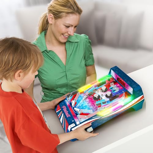 Merchant Ambassador Retro Arcade Electronic: Pinball - Tabletop Game, Vibrating Bumpers, LED Lights, Sound Effects, 1 Player, Ages 6+ - style: Pinball