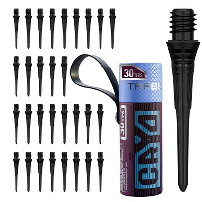 Target Darts Cryo Soft Tip Point Multipack Set of 30 Tips, White/Black | Pack of Tips, Professional Dart Accessories, Plastic Spare Replacement Points, 2BA Thread - color: Black